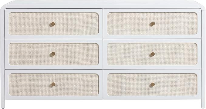 Tov Furniture Patty White Rattan 6 Drawer Dresser | Amazon (US)