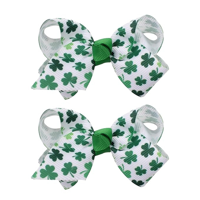 St. Patrick's Day Hair Clips for Women Shamrock Hair Bow Clips Lucky Clover Hair Clips White Gree... | Amazon (US)
