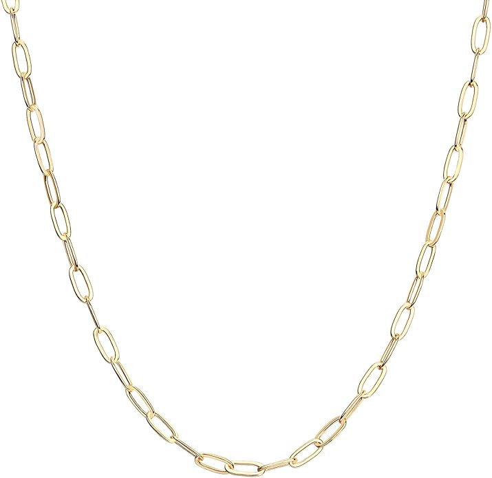 PAVOI 14K Gold Plated Curb Paperclip Box Sphere Bead Snake and Figaro Chain Adjustable Necklace | Amazon (US)