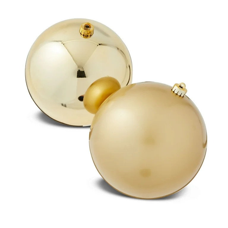 2-Count Gold Jumbo Shatterproof Christmas Ornaments, 7.8 in, by Holiday Time | Walmart (US)