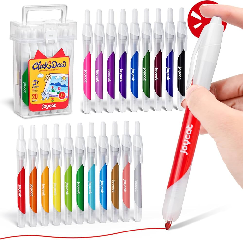 Click Washable Markers for kids with Retractable Tips,20 Colors Markers Set,retractable markers f... | Amazon (US)
