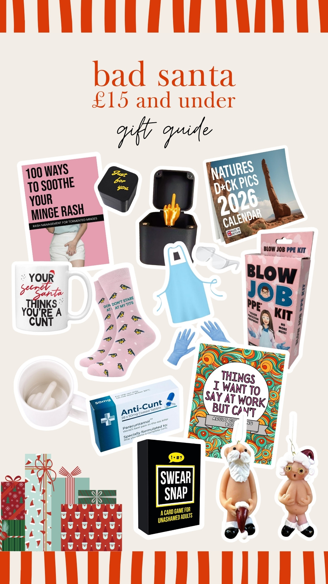 The Pea Family Gift Guide - for the bad secret Santa's and under £15, gag gifts, jokes, inappropriate funny adult gifts 

 #LTKfestive #LTKgiftguide