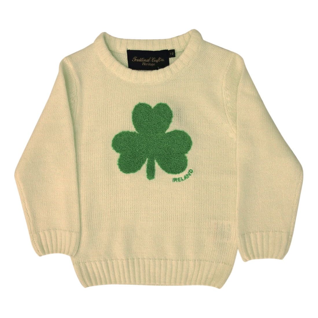 Traditional Craft Ltd. Girl's Cream Knit Irish Emerald Shamrock Kids Jumper | Walmart (US)