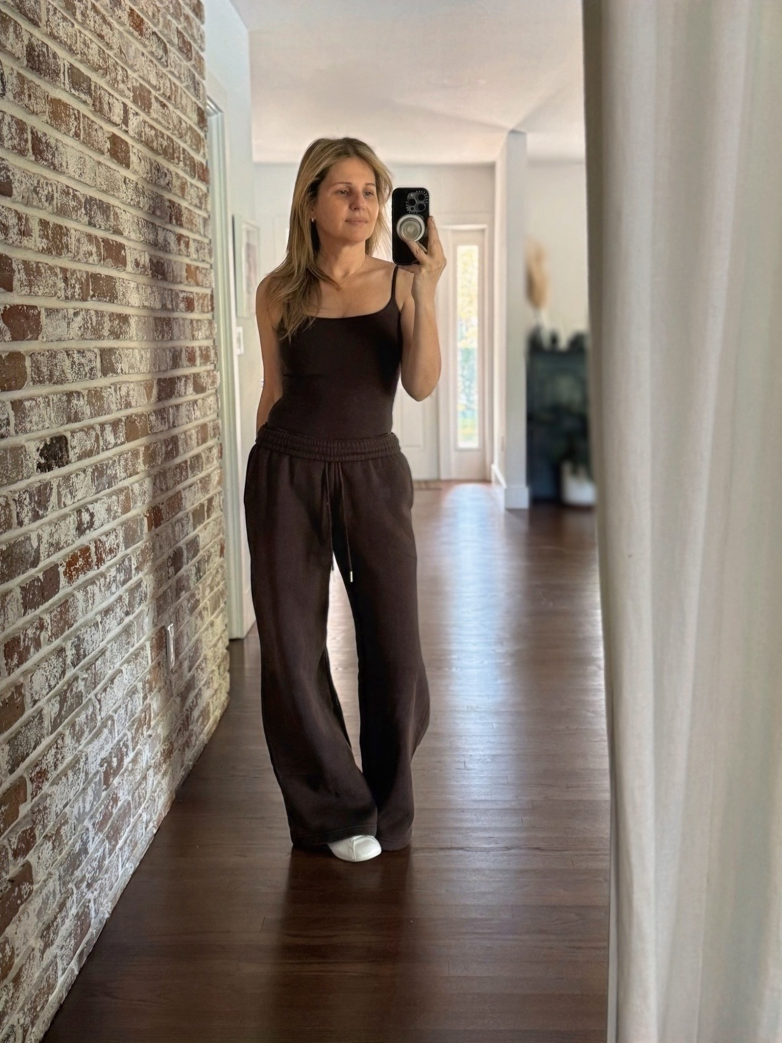 Abercrombie wide leg sweatpants w a square neck tank and Adidas Stan smith low pro sneakers. Athleisure, casual loungewear outfit.

#LTKActive #LTKdayinmylife #LTKmomlife