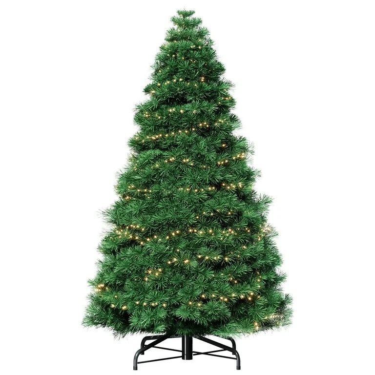 EDX 6ft Pre-lit Artificial Christmas Tree, Prelighted Green Artificial Xmas Tree, With 700 Branch... | Walmart (US)