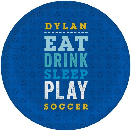 Personalized Plates: Active Eat Drink Sleep 10x10 Blue Shutterfly | Shutterfly