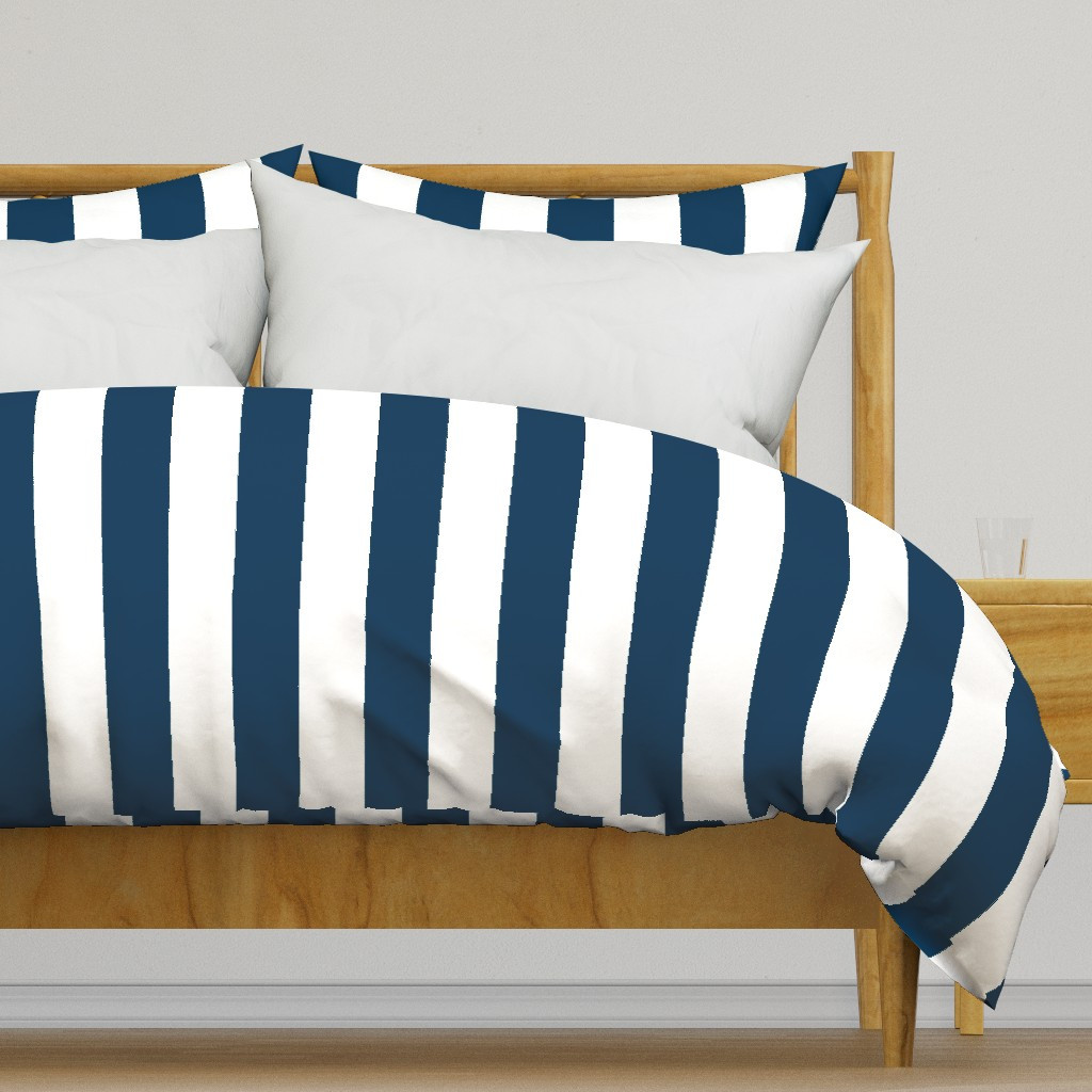 navy blue and white Cabana Stripe Duvet Cover | Spoonflower | Spoonflower