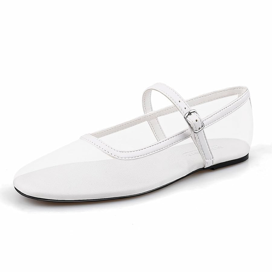 BCTEX COLL Mesh Ballet Flats Mary-Jane Ballerina Flats Square Toe Dressy Casual Shoes with Buckle... | Amazon (US)