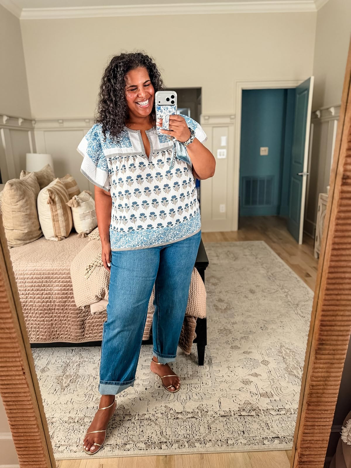 Wearing size xxl in top and size 20 in jeans. Perfect summer top, lightweight and breathable. #plussize 

 #LTKootd #LTKPlusSize #LTKTall