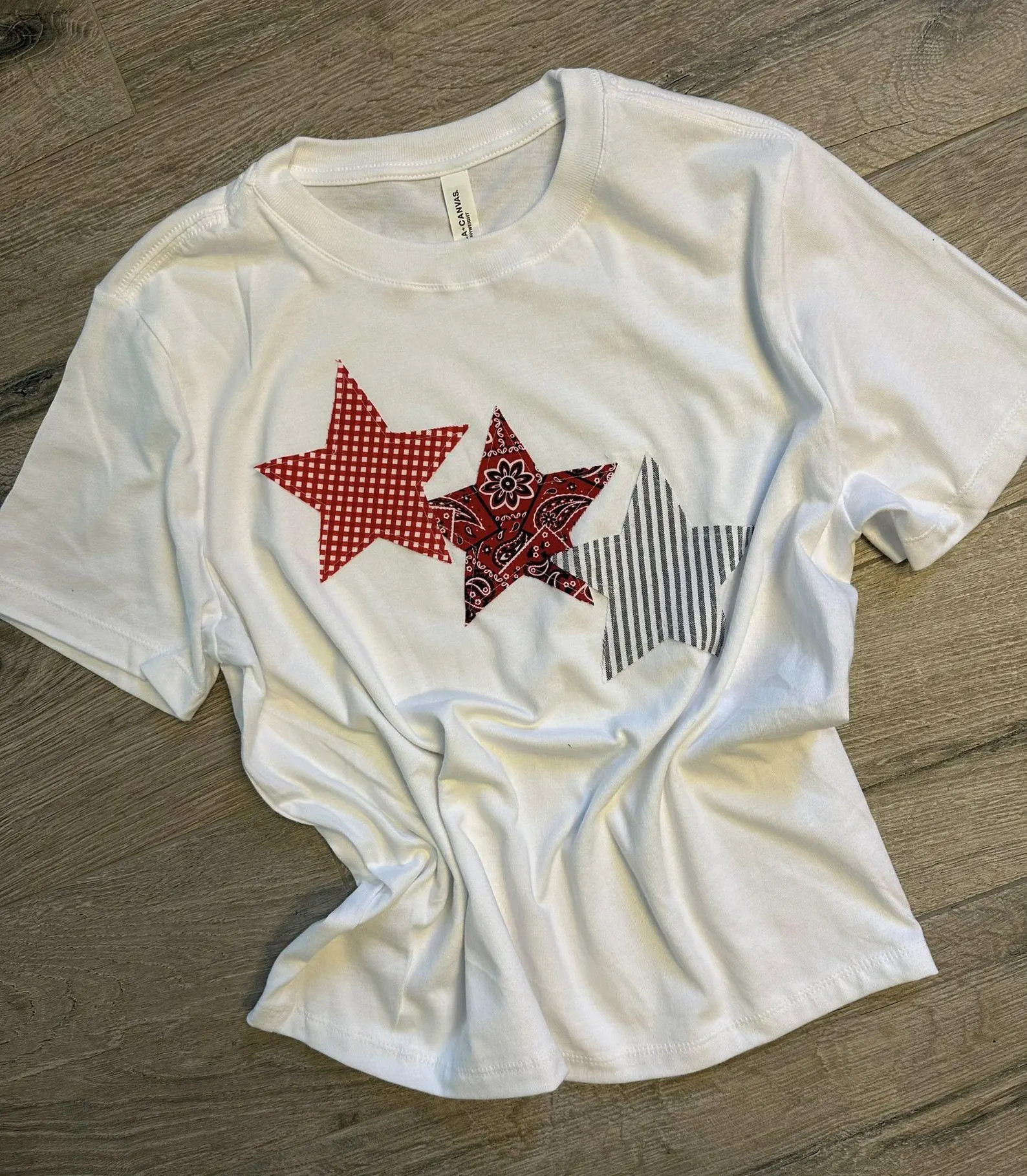 Boxy Fit Tee  USA Stars Applique Tee | Etsy (Global)