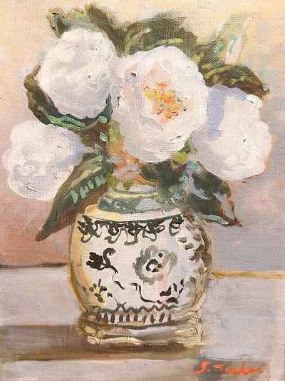 Reverie IV in Cream- Prairie Moon Peonies | Artfully Walls