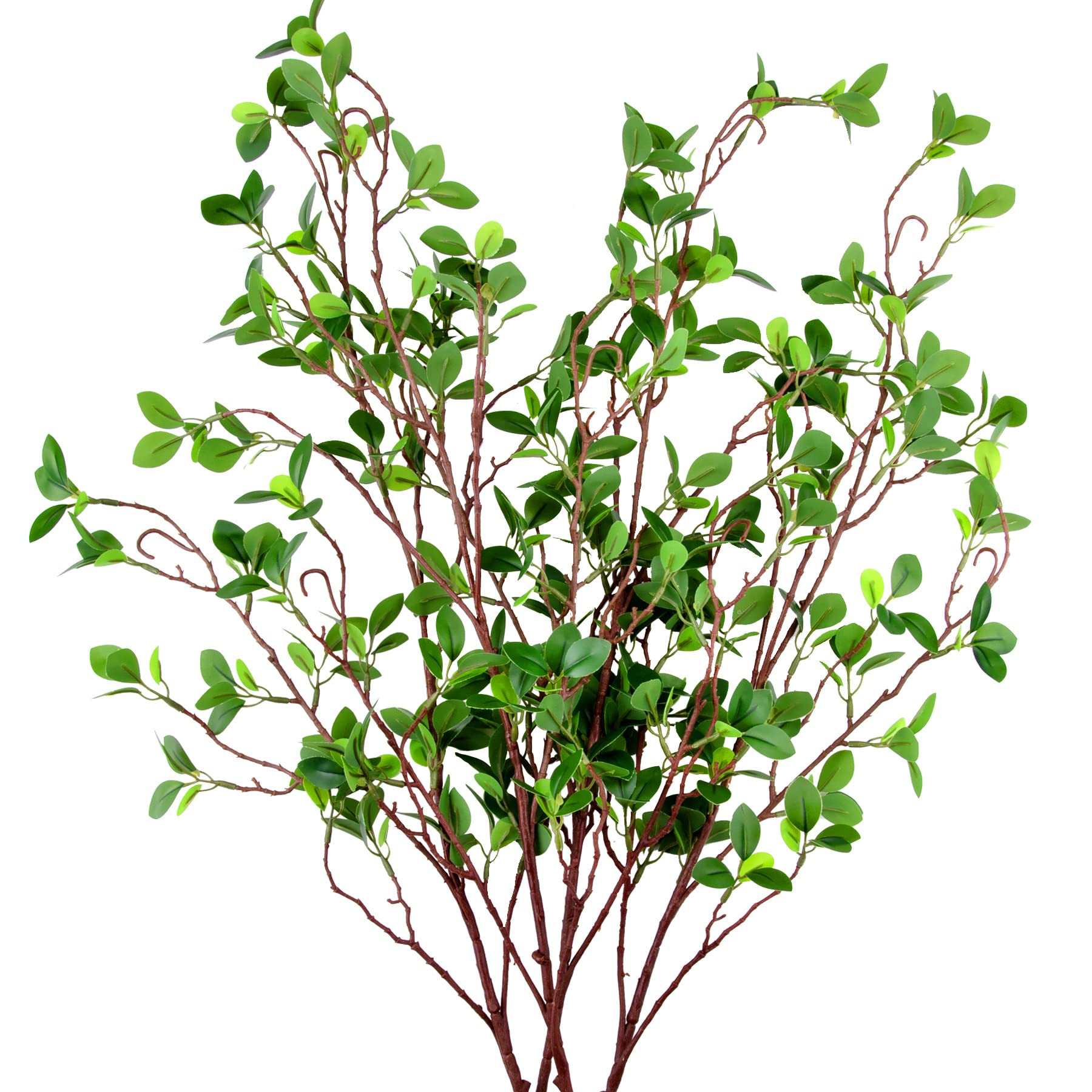 AUSTOR 4 Packs 45" Artificial Ficus Stems Faux Green Stems Ficus Branches Leaf Stem Fake Green Bu... | Amazon (US)