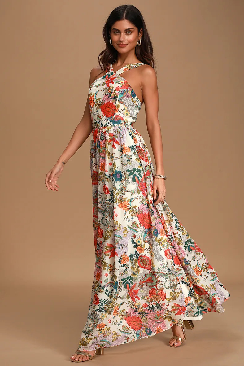 Lilja Cream Floral Print Maxi Dress | Lulus (US)