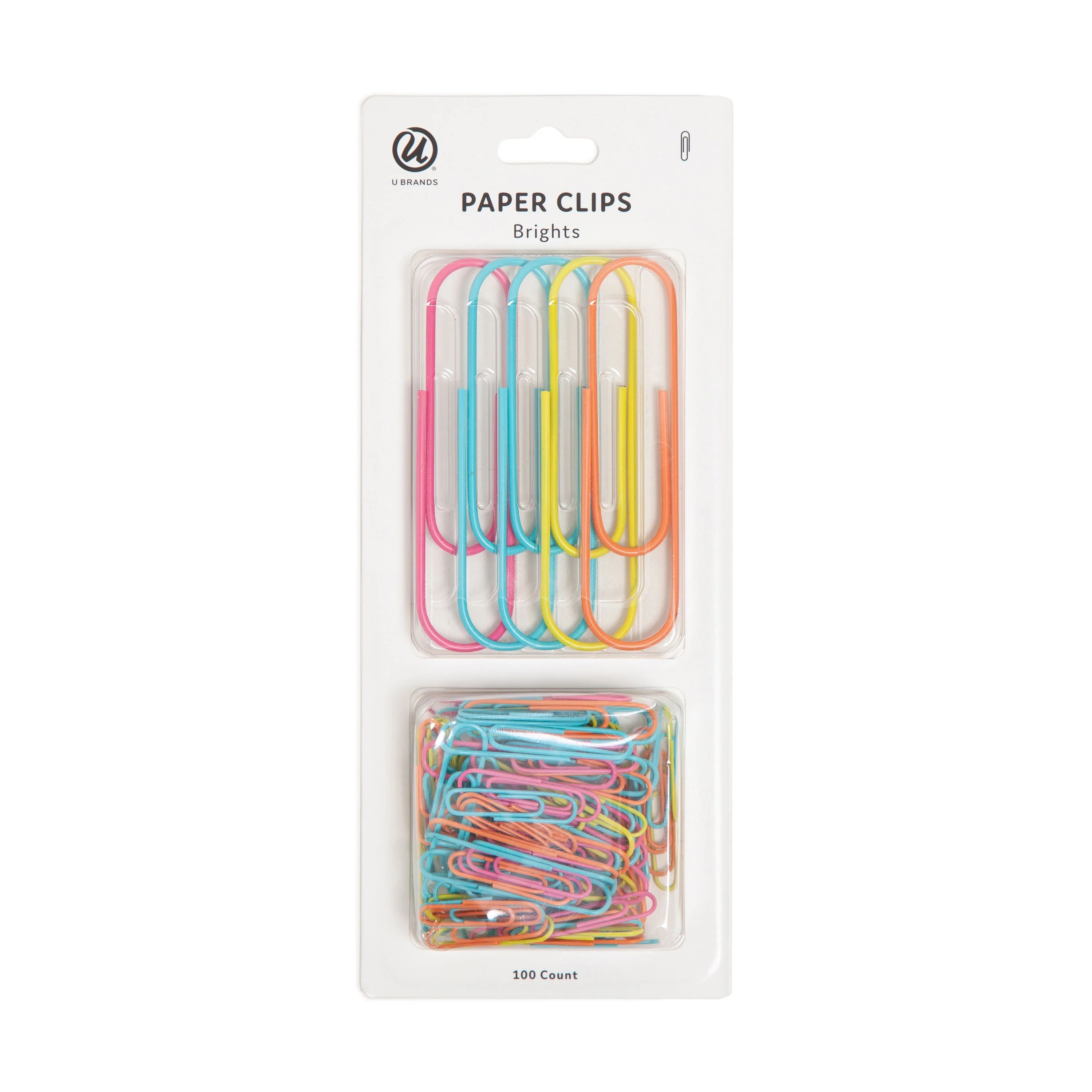 U Brands Paper Clips, Set of 100, Brights Assorted Sizes, Assorted Colors | Walmart (US)