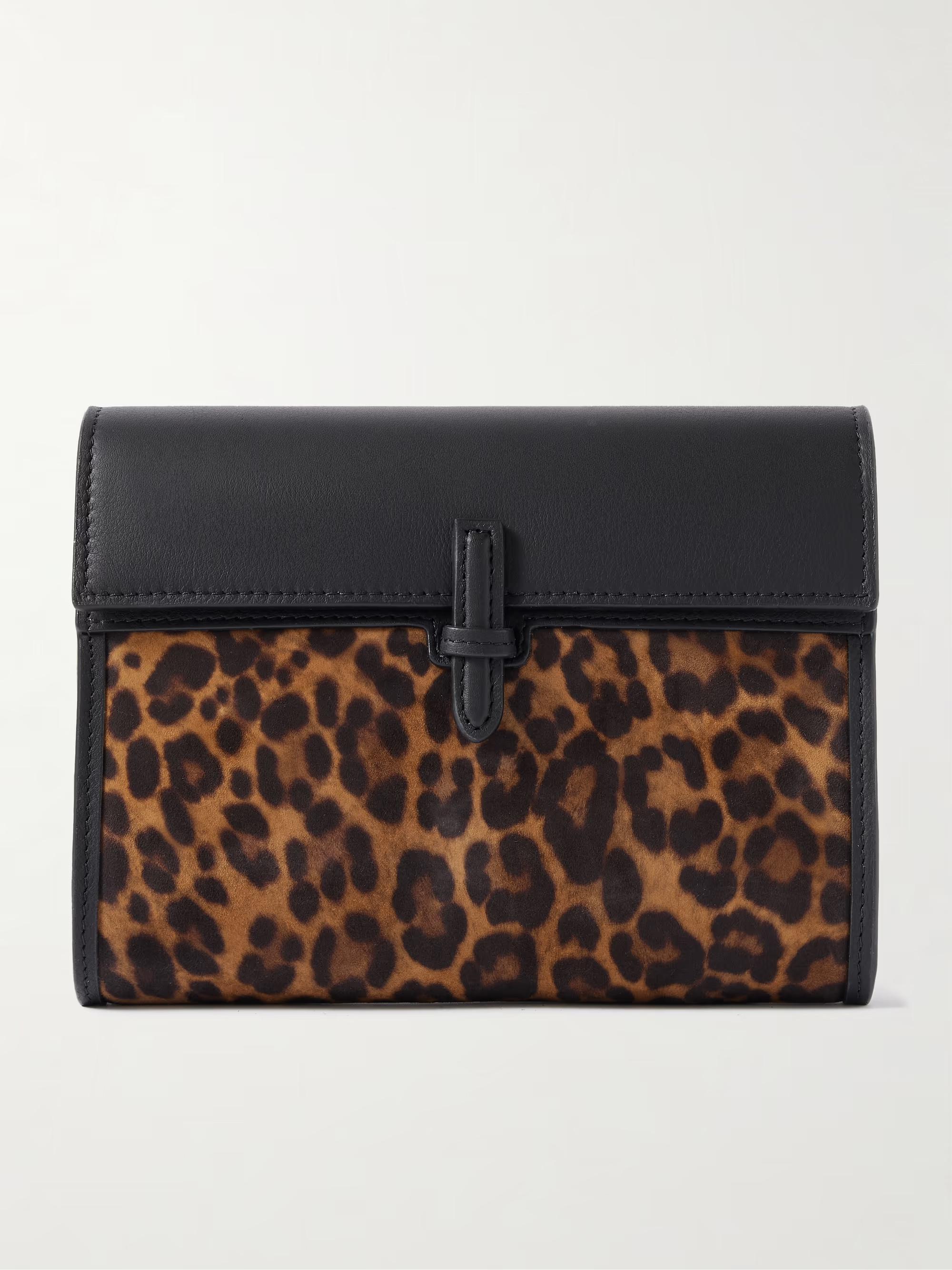 Leopard-print suede and leather clutch | NET-A-PORTER (US)