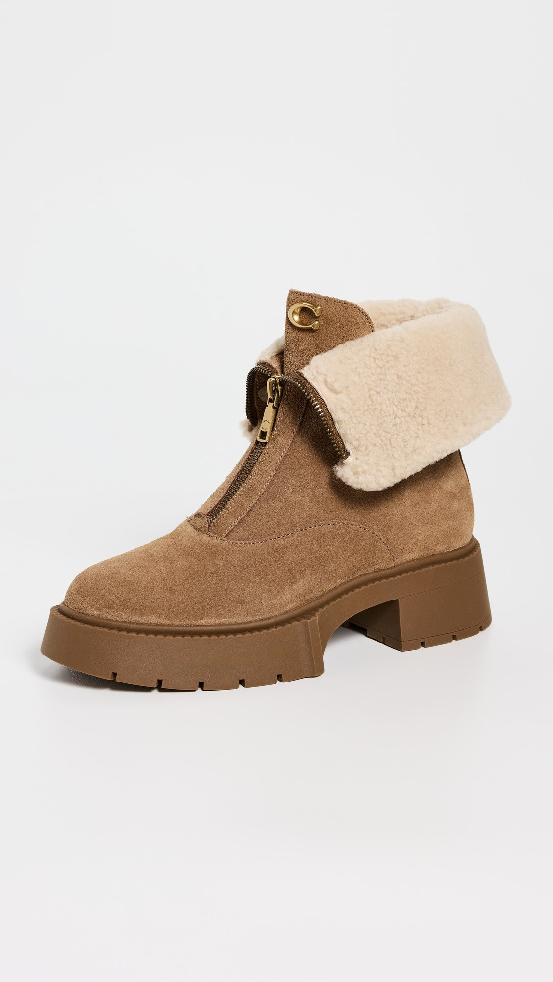 Leah Platform Suede Shearling Zip Booties | Shopbop
