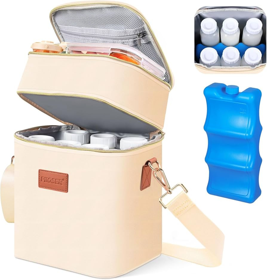 PIIOSER Breastmilk Cooler Bag with Ice Pack Fits 6 Baby Bottles Up to 9 Ounce, Insulated Baby Bot... | Amazon (US)