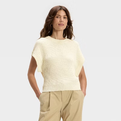 Women's Sweater Vest - A New Day™ Cream S | Target