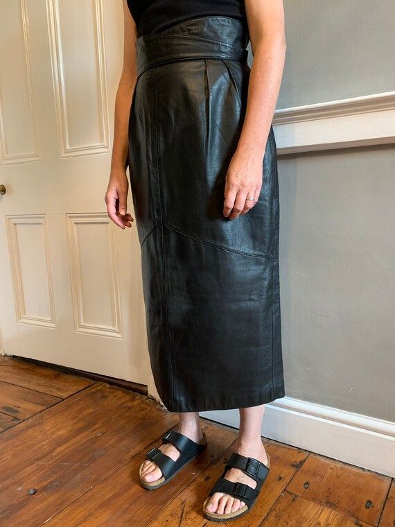 Beautiful Vintage Leather Pencil Skirt - Etsy | Etsy (US)