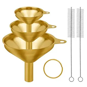 Snailhouse Small Funnels, 3 Pack Stainless Steel Mini Metal Food Funnel with Cleaning Brush Set f... | Amazon (US)