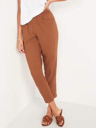 High-Waisted Cropped Linen-Blend Pants for Women | Old Navy (US)