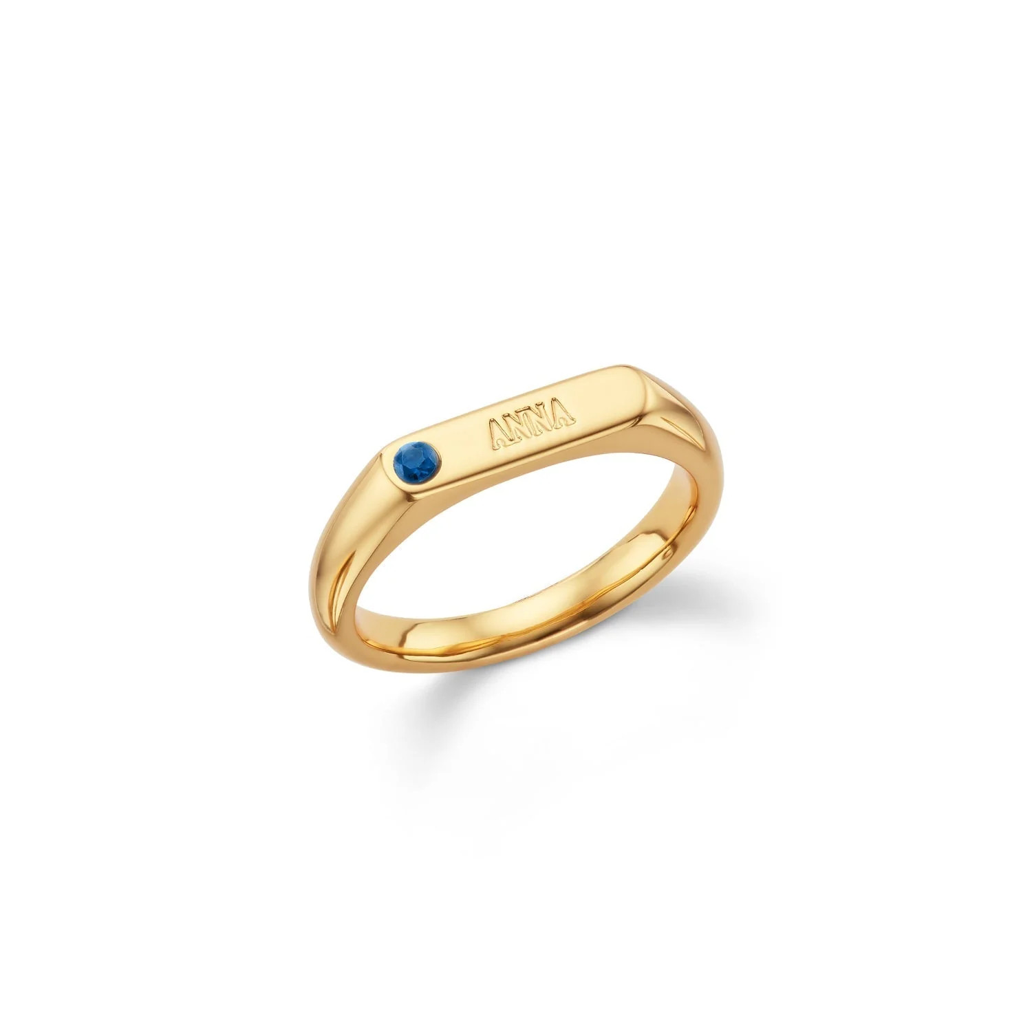 Birthstone Signet Custom Name Ring (Gold) | Abbott Lyon