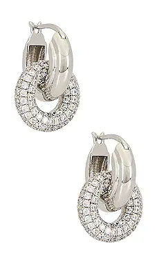 Luv AJ Pave Interlock Hoops in Silver from Revolve.com | Revolve Clothing (Global)