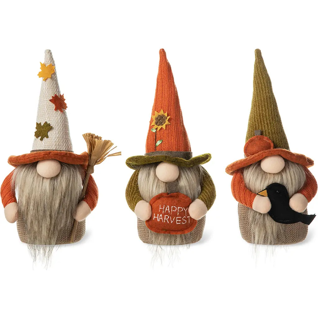 Glitzhome Set of 3 Fall Fabric Gnomes in Orange at Nordstrom, Size Medium | Nordstrom