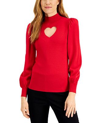 INC International Concepts Heart-Cutout Puff-Shoulder Sweater, Created for Macy's & Reviews - Swe... | Macys (US)