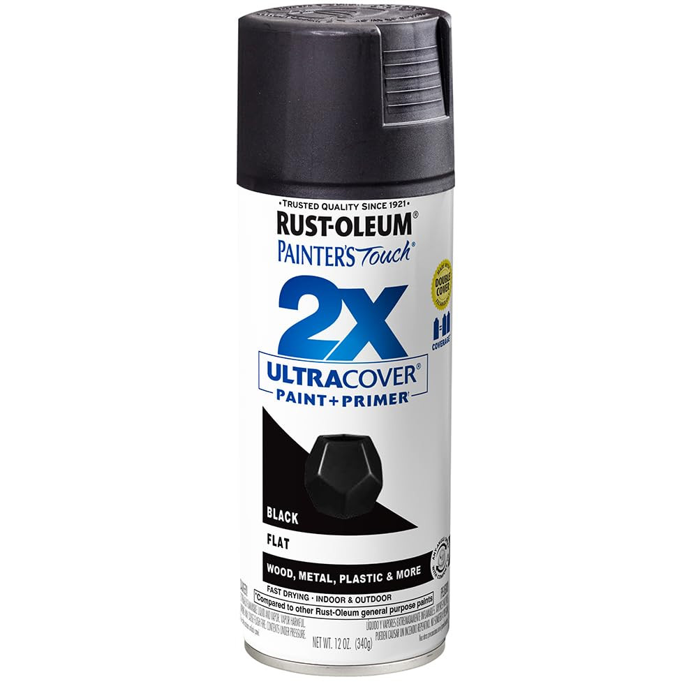 Rust-Oleum 334020 Painter's Touch 2X Ultra Cover Spray Paint, 12 oz, Flat Black | Amazon (US)