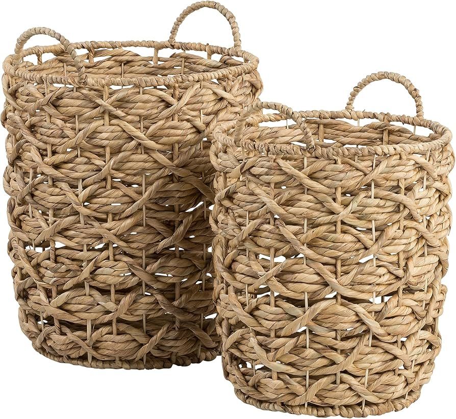 Honey-Can-Do Set of 2 Round Decorative Wicker Baskets with Handles for Storage, Natural STO-09848 Na | Amazon (US)