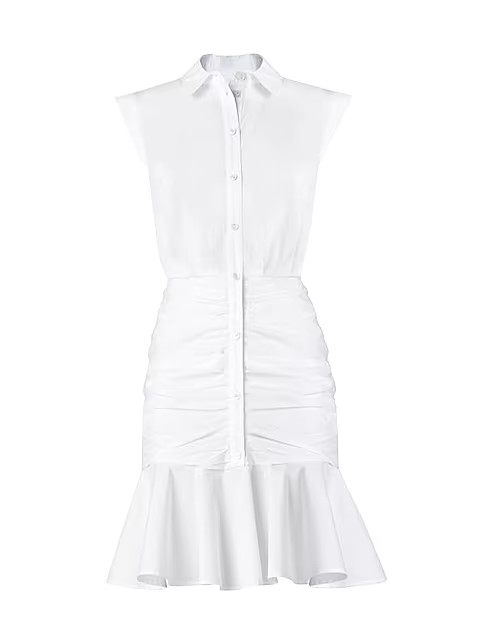 Ruched Flounce-Hem Shirtdress | Saks Fifth Avenue