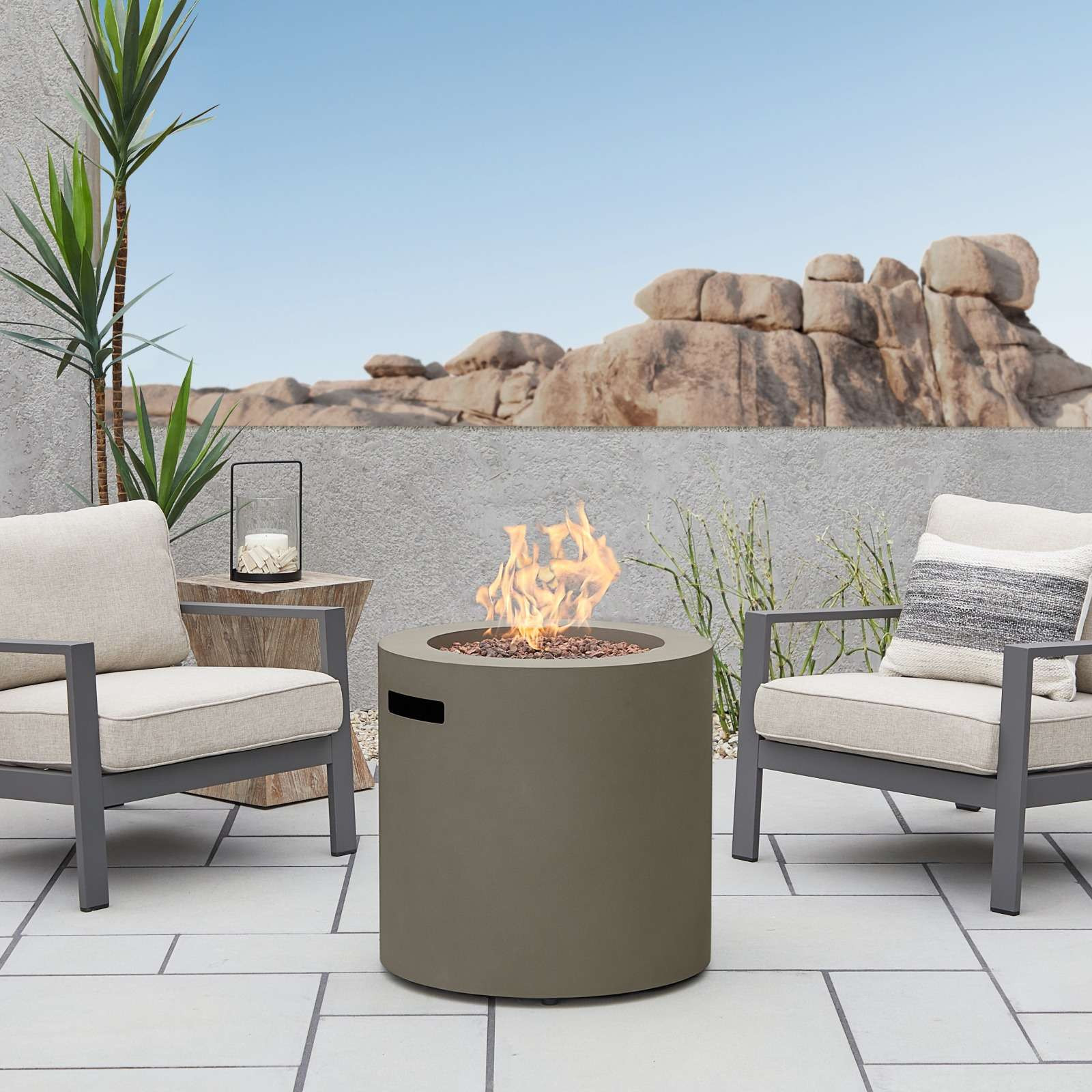 Aegean 24" Round Fire Pit Table with Hidden Propane Tank | Real Flame