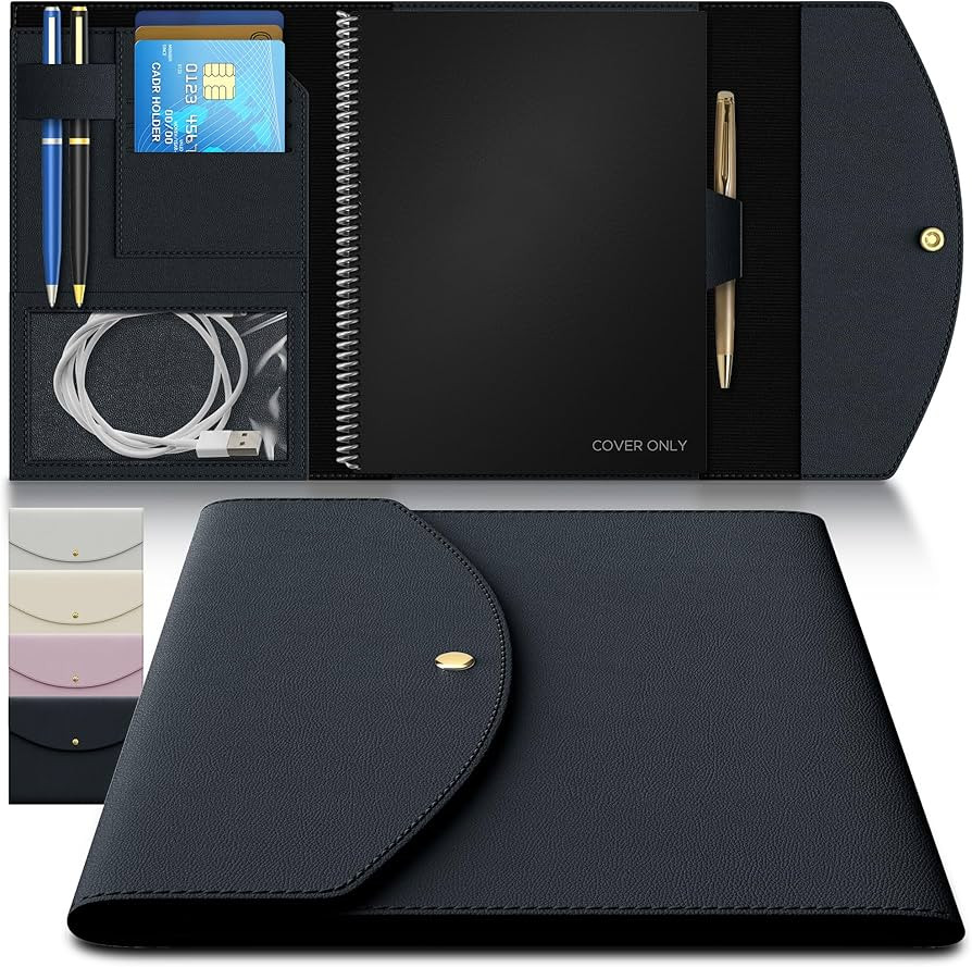 A5 Notebook Cover for Rocketbook, Planner & Journal – Slim Vegan Leather Folio with Pen Loop, C... | Amazon (US)