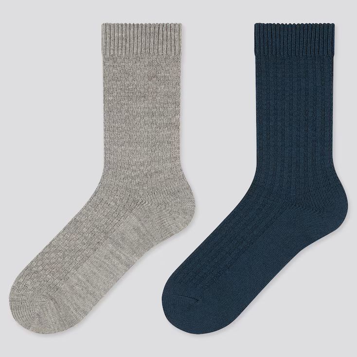 UNIQLO Women's HEATTECH Pique Socks (2 Pairs), Gray, 24-26cm | UNIQLO (US)