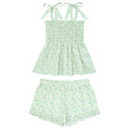 girls sea marsh floral smocked short set | minnow