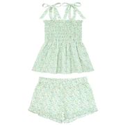 girls sea marsh floral smocked short set | minnow