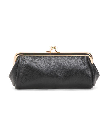 Made In Italy Leather Kiss Lock Pouch | TJ Maxx