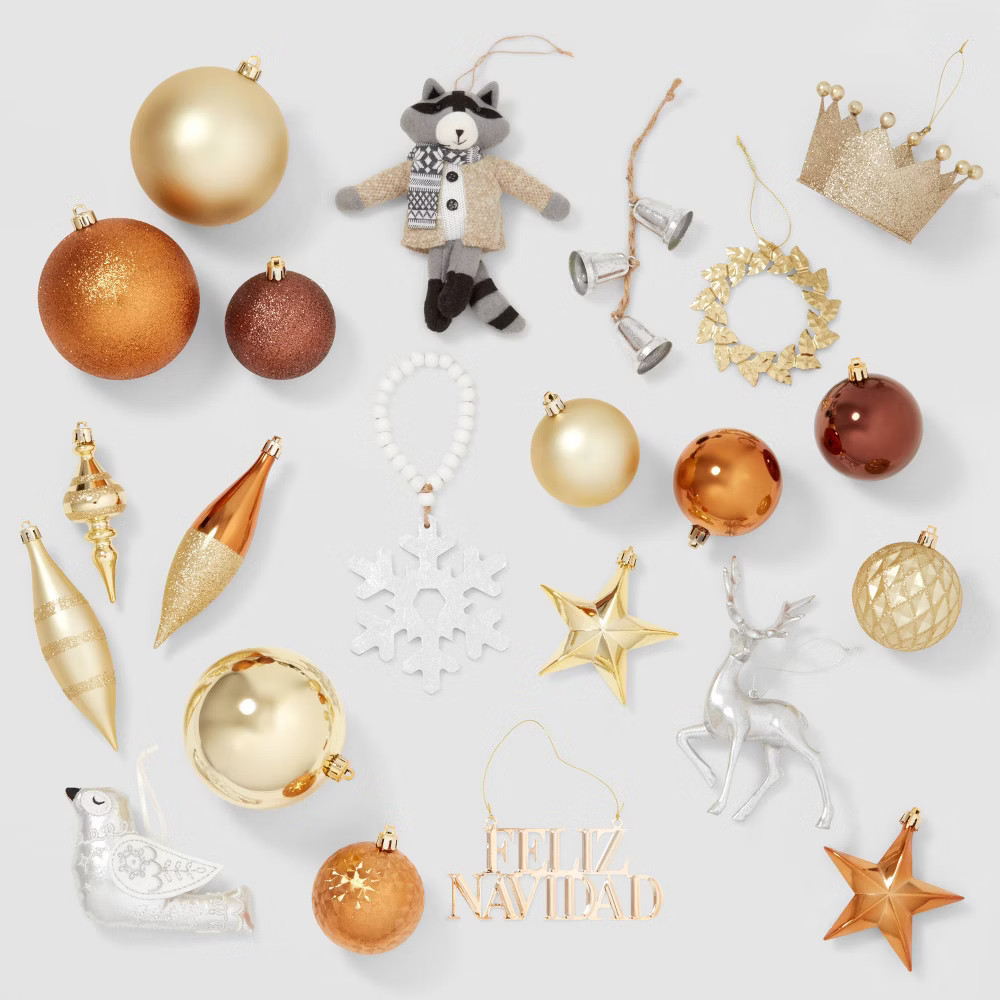 85ct Warm Metallics Christmas Tree Ornament Set - Wondershop | Target