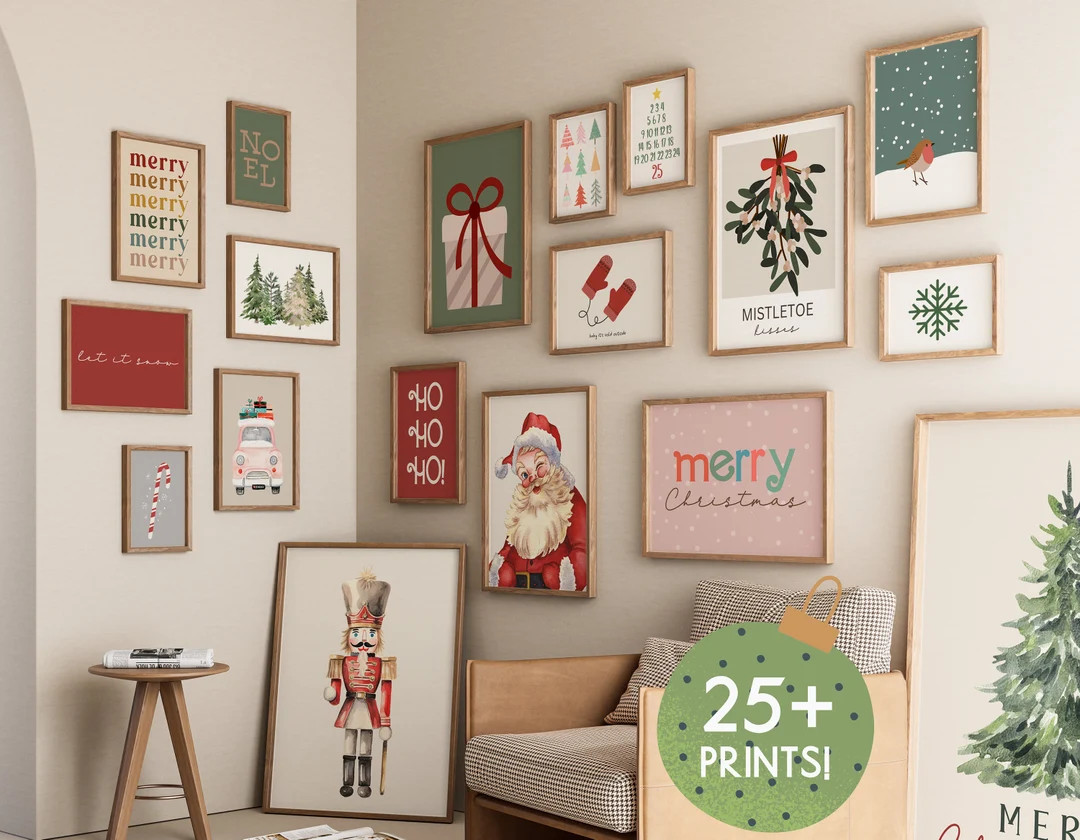 Christmas Gallery Wall Art | Christmas Prints | Holiday Decor | Christmas Printable Wall Art | Ch... | Etsy (US)