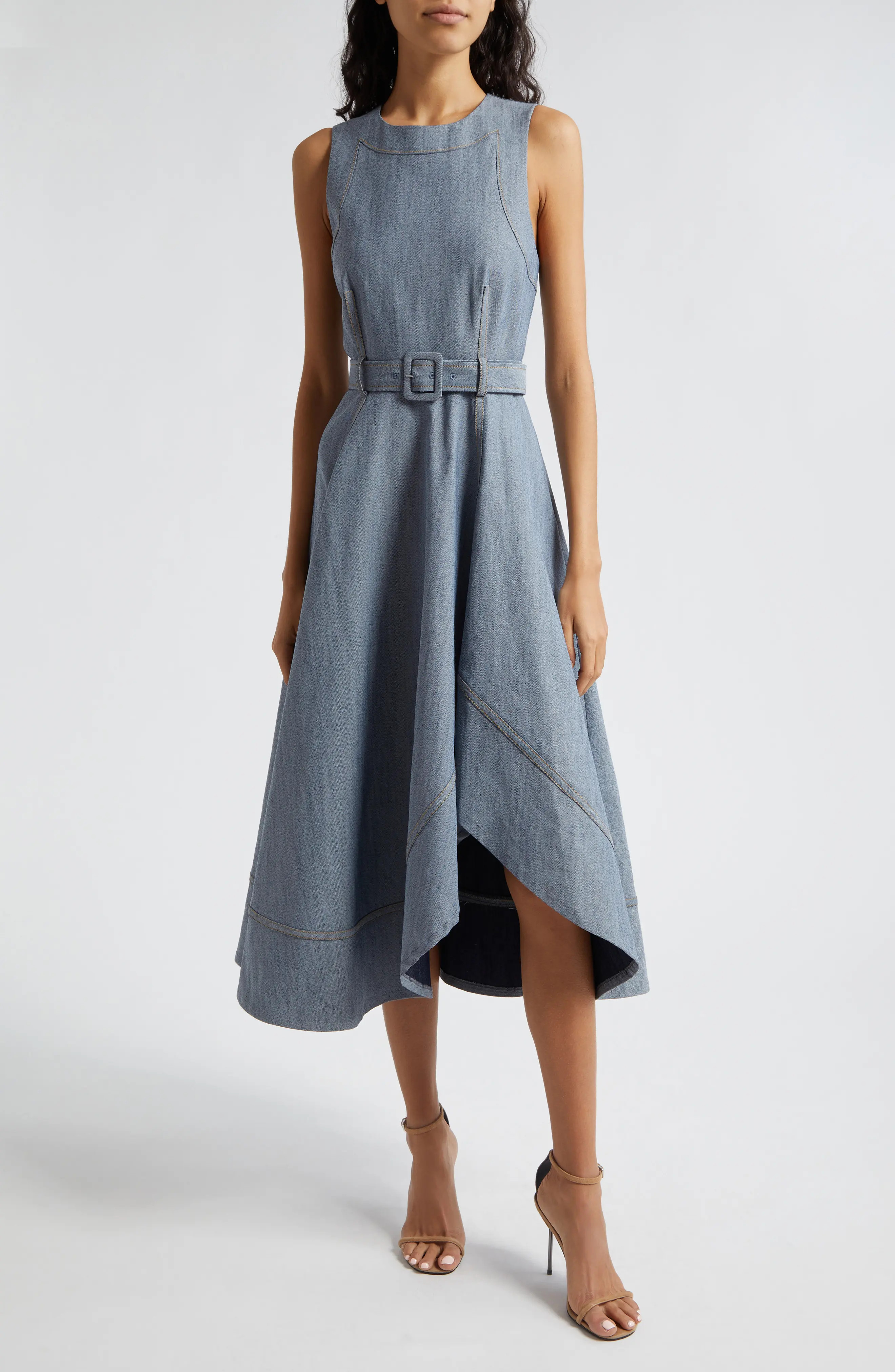 Cinq \u00e0 Sept Zelda High-Low Sleeveless Denim Dress (Women) | Nordstrom | Nordstrom