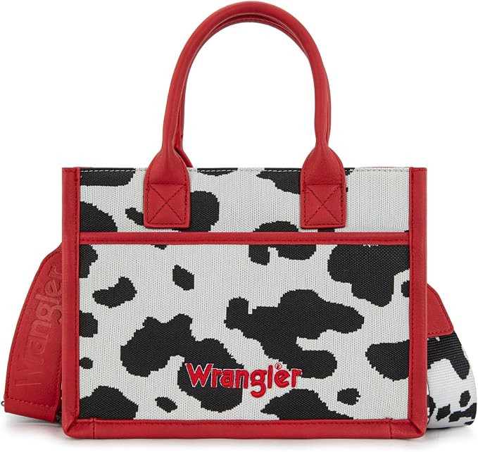 Montana West Wrangler Tote Bag Cow Print Western Satchel Bags for Women Rustler Fringe Purse | Amazon (US)