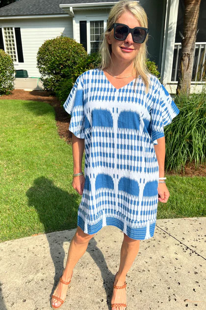 Whilden St. Dress, blue ikat | Mimi Seabrook