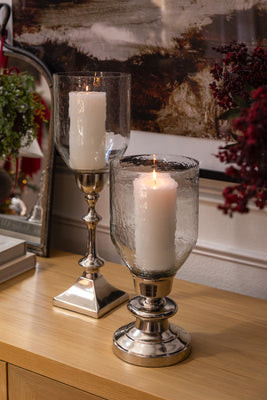 Silver Glass Hurricanes | Cottage and Key