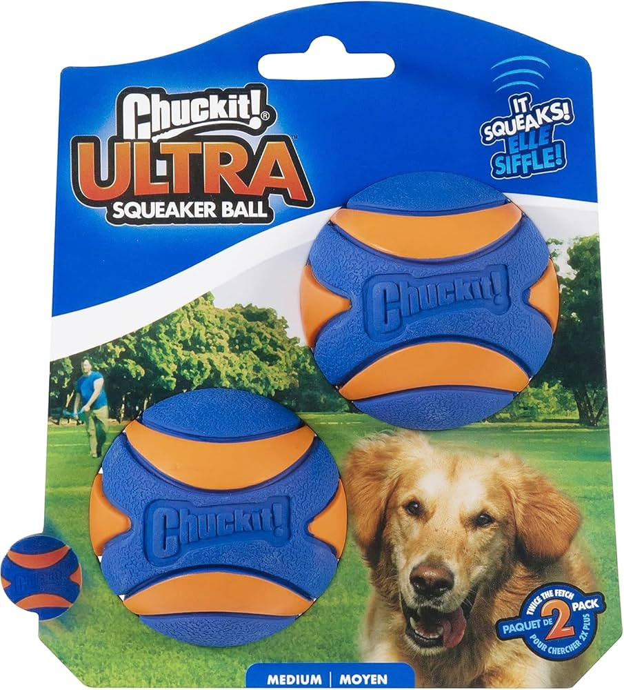 Chuckit! Ultra Squeaker Ball Dog Toy for Medium Breeds - Bouncy Squeaky Fetch Balls for Dogs - Fl... | Amazon (US)