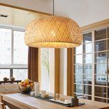 Oukaning Bamboo Wicker Rattan Pendant Light Asian Vintage Hanging Ceiling Lamp Fixture - Walmart.... | Walmart (US)