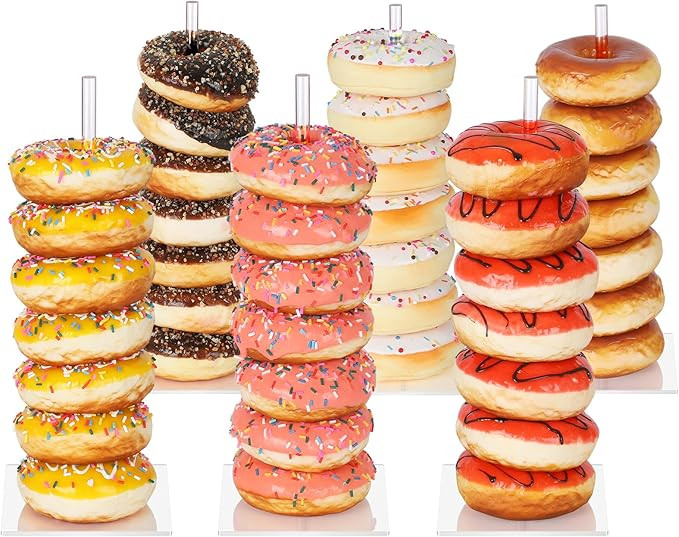 Aredpoook Donut Stand Bagel Stand 6 Pack, Acrylic Doughnut Holder, Clear Donut Display Stand, Bag... | Amazon (US)