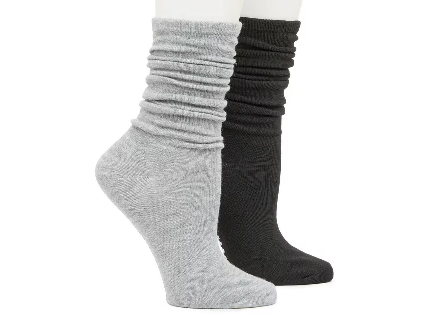 Steve Madden Solid Slouch Crew Socks 2 Pack | Women's | Grey/Black | Size One Size | Socks | Crew | DSW