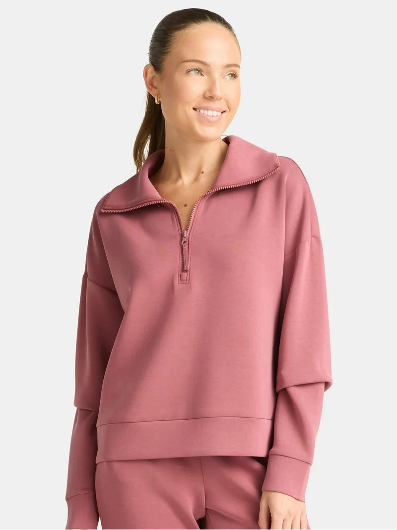 Avia Women's and Women's Plus Knit Quarter Zip Pullover, Sizes XS-4X | Walmart (US)