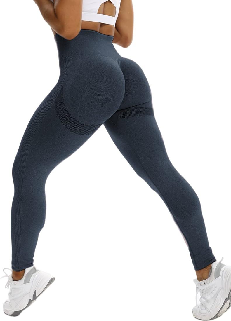 SEASUM Women High Waisted Seamless Leggings Smile Contour Workout Gym Yoga Pants Tights | Amazon (US)